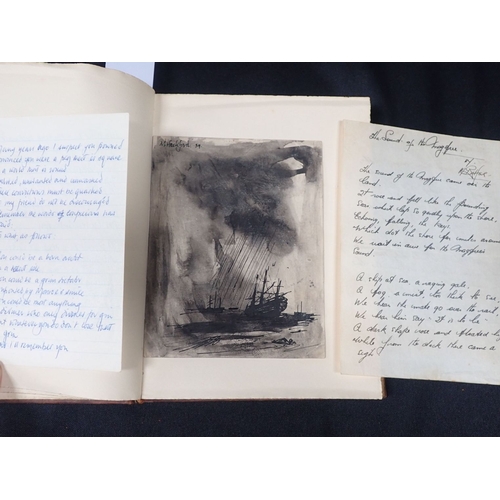 430 - A VINTAGE ITALIAN LEATHER-BOUND NOTEBOOK, WITH GILT ARMORIAL by Comm. G. Farina, Rome, partly filled... 