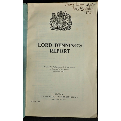 437 - LORD DENNING'S REPORT the enquiry into the Profumo affair, published September 1963, with newspaper ... 