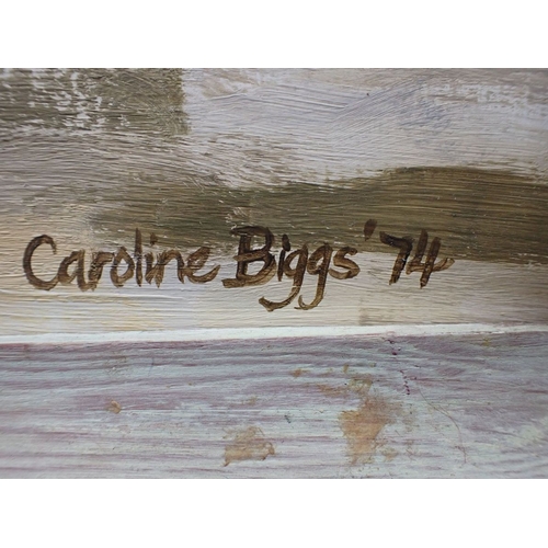 485 - CAROLINE BIGGS (BRITISH, 20TH CENTURY) COASTAL SCENE probably Dorset, oil on board, signed and dated... 