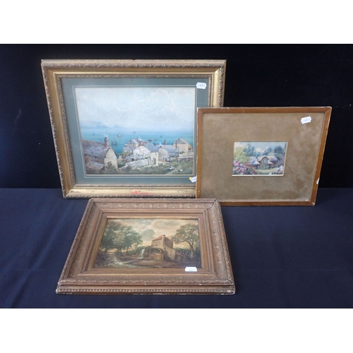 488 - REGINALD WEST: VIEW OVER A VILLAGE , OUT TO SEA, POSSIBLY CORNWALL dated 1889 and signed, watercolou... 