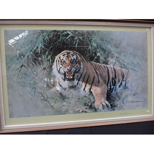 490 - DAVID SHEPHERD: 'TIGER FIRE' signed to the margin, published by Solomon and Whitehead 75 x 115cm inc... 
