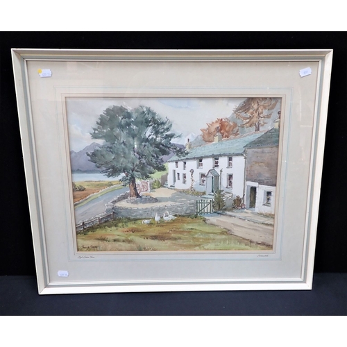 500 - MONICA BARRY: 'HIGH LODORE FARM, BORROWDALE' watercolour 35 x 46cm plus mount and frame