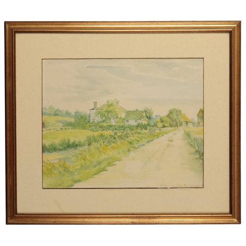 505 - CAROLINE YEATS BROWN (B. 1950) 'Valley Farm - Huntingfield' watercolour study of a farmhouse, signed... 