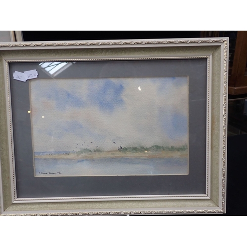 516 - RALPH LEAPER: 'OFF THE RUM, MUDEFORD' watercolour, 'Strolling, Ferndown Common', pastel, and a water... 