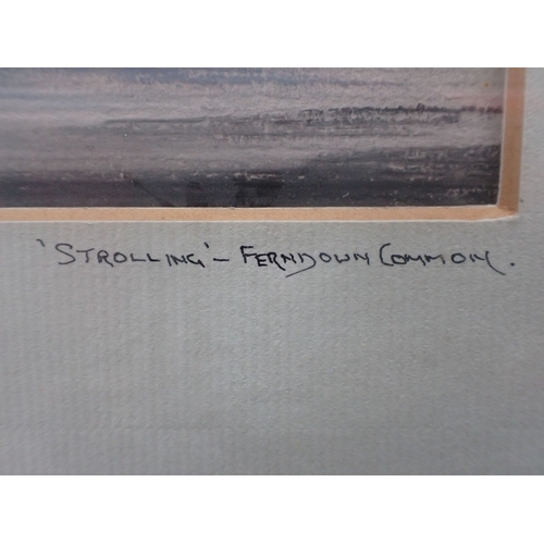 516 - RALPH LEAPER: 'OFF THE RUM, MUDEFORD' watercolour, 'Strolling, Ferndown Common', pastel, and a water... 