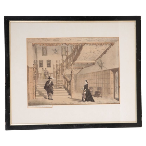 519 - JOSEPH NASH (1808-1878) 'Principal Staircase at Hatfield coloured lithograph, 29cm x 40cm; and eleve... 