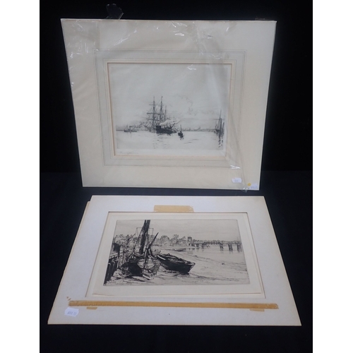 521 - HAROLD WYLLIE 1880- 1973: TUGS PULLING A THREE-MASTED VESSEL etching, signed, sheet 29 x 42cm (hinge... 