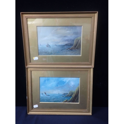 526 - A PAIR OF EARLY 20TH CENTURY MARITIME SCENES unsigned, oil on board 14 x 22cm plus mount and frame