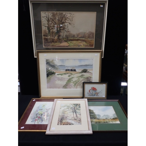 529 - DAVID GREEN: 'SUMMER SUNSHINE, PERTENHALL, BEDFORDSHIR' watercolour, Dennis Hill; 'Houseboat at Shel... 