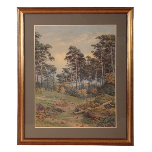 531 - ROBERT GEORGE KELLY (1822-1910) 'In Prenton, Birkenhead' landscape with buildings visible through th... 