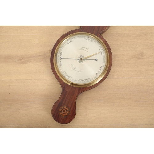 104 - A GEORGE III MAHOGANY BAROMETER BY TARELLI OF NORTHAMPTON with a silvered dial and thermometer above... 