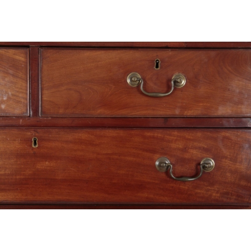 109 - A GEORGE III MAHOGANY CHEST ON CHEST the upper section with a dentil moulded cornice over two short ... 