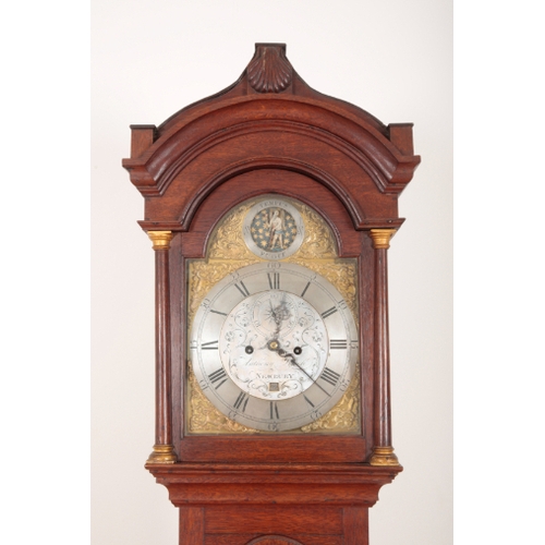 118 - A GEORGE III OAK LONGCASE CLOCK BY ANTHONY LYNCH OF NEWBURY the 29cm brass dial with silvered chapte... 