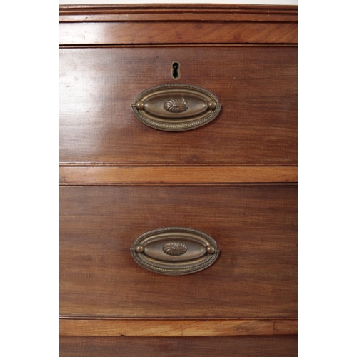 30 - AN EDWARDIAN MAHOGANY BOWFRONT CHEST OF DRAWERS with two short and three long graduated drawers over... 
