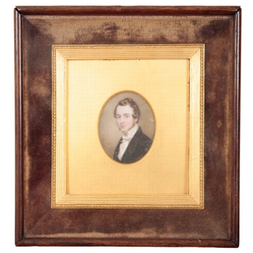 31 - ENGLISH SCHOOL, EARLY 19TH CENTURY A portrait miniature of a gentleman signed Fisher, painted on ivo... 