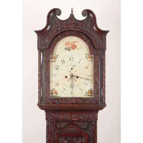 34 - AN 18TH CENTURY OAK LONGCASE CLOCK BY FLETCHER OF LEEDS with two train, eight day movement, the pain... 