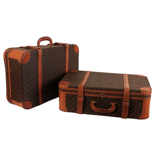 36 - A PAIR OF LOUIS VUITTON MONOGRAM SUITCASES 1970s/80s, both cases with leather straps and leather bou... 
