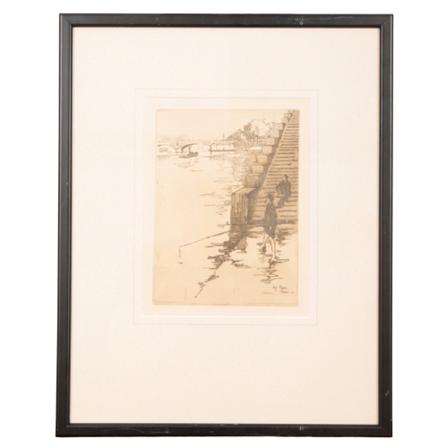 388 - AFTER EUGENE BEJOT (1867-1931) Anglers on a river bank signed in plate lower right, reproduction of ... 