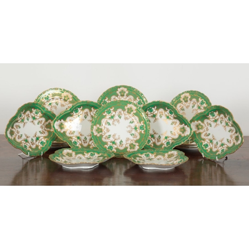 4 - A ROYAL CROWN DERBY PORCELAIN PART DESSERT SERVICE marked to the base, inscribed number 5558 AJ, dec... 