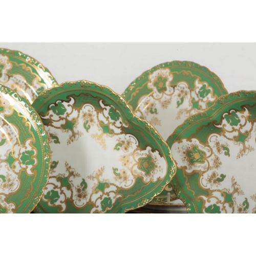 4 - A ROYAL CROWN DERBY PORCELAIN PART DESSERT SERVICE marked to the base, inscribed number 5558 AJ, dec... 
