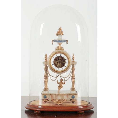 44 - A FRENCH ONYX AND GILT METAL MOUNTED 'SWINGING MAIDEN' MANTEL CLOCK, STAMPED FARCOT A PARIS the sing... 