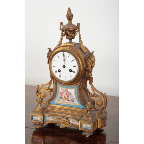 80 - A VICTORIAN GILT METAL MANTEL CLOCK BY JOHN HALL & CO OF MANCHESTER the two train movement striking ... 
