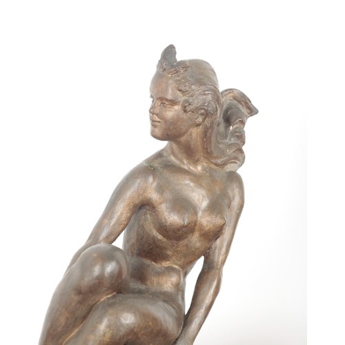 94 - ELISE MARCH (1884-1974) A SEATED NUDE dark brown patinated bronze, signed and dated 1938, 38cm high