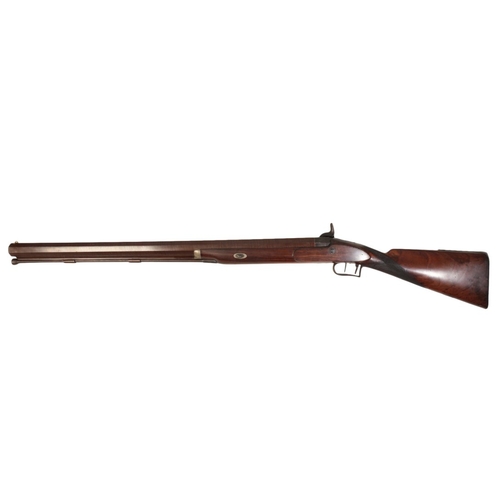 153 - BENTLEY & PLAYFAIR, LONDON: A 4 BORE PERCUSSION SINGLE BARREL SPORTING RIFLE with octagonal Damascus... 