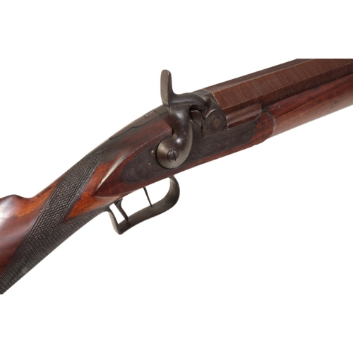 153 - BENTLEY & PLAYFAIR, LONDON: A 4 BORE PERCUSSION SINGLE BARREL SPORTING RIFLE with octagonal Damascus... 