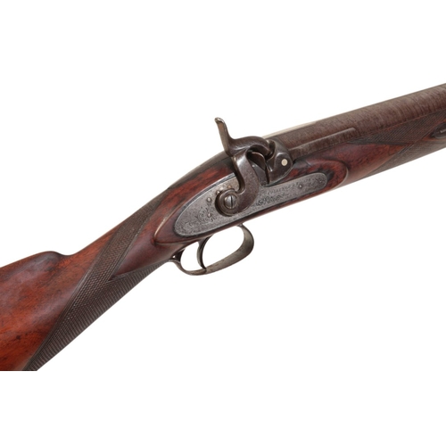 156 - COLLINGS & WALLIS: AN 8 BORE SINGLE BARREL PERCUSSION SPORTING GUN with Damascus barrel, walnut stoc... 