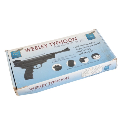 164 - A WEBLEY TYPHOON .22 AIR PISTOL semi-recoilless pistol, in the original box with instructions

Note:... 