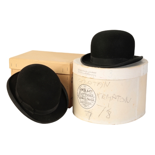 249 - A GENTLEMAN'S BLACK HARD TOP BOWLER HAT by Lock & Co. Hatters, St. James's Street, London, in the or... 