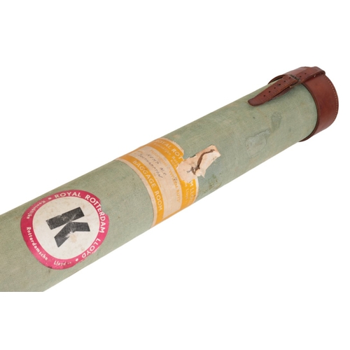 86 - A CANVAS & LEATHER ROD TUBE 156cm long

Provenance: A private Hampshire fishing tackle collection.