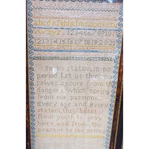 155 - A GEORGE III SAMPLER BY CATHERINE EASTON 'Work'd at M. Dando's School North Petherton...1806' (a/f),... 