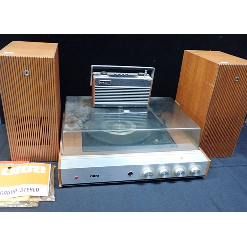 195 - A VINTAGE ULTRA 'GROUP STEREO' MODEL 6027 with speakers, and a Roberts radio