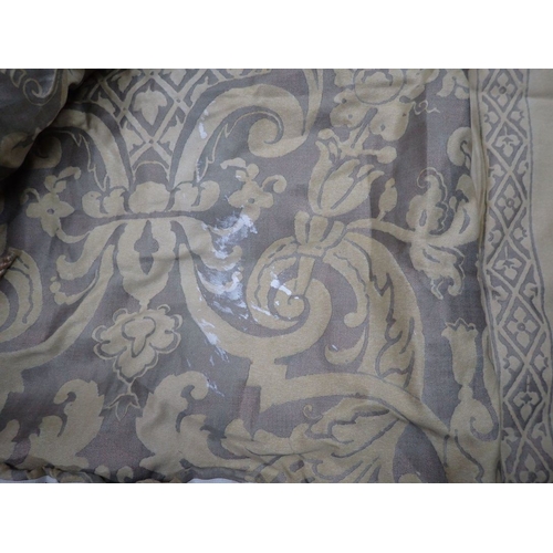 207 - CLASSICAL URN AND SWAG CURTAINS, TWO PAIRS AND A PELMET one pair, each curtain 70cm wide by 280cm lo... 