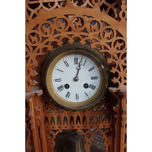 278 - AN IMPRESSIVE FRETWORK CASED CLOCK in the form of a clock tower, probably a 'Hobbies' kit, with Fren... 