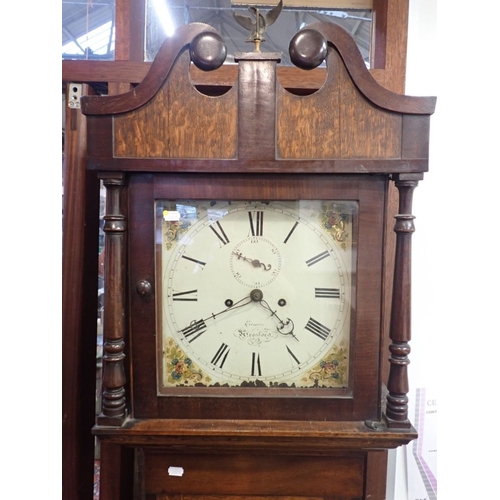 280 - A 19TH CENTURY OAK AND MAHOGANY BANDED EIGHT-DAY LONGCASE CLOCK by Eames, Arlesford, painted dial 20... 