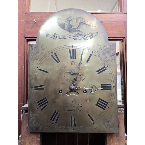 281 - A GEORGE III OAK EIGHT-DAY LONGCASE CLOCK the 30cm brass dial signed C.P. Tickell, Kingsbridge, and ... 