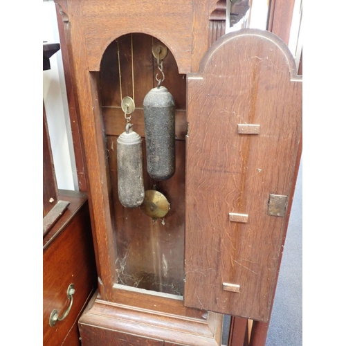 281 - A GEORGE III OAK EIGHT-DAY LONGCASE CLOCK the 30cm brass dial signed C.P. Tickell, Kingsbridge, and ... 