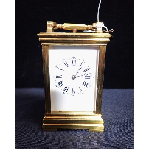 308 - A BRASS-CASED FRENCH CARRIAGE CLOCK A. Jack and Co, Paris, repeat striking on a gong 16cm (handle up... 