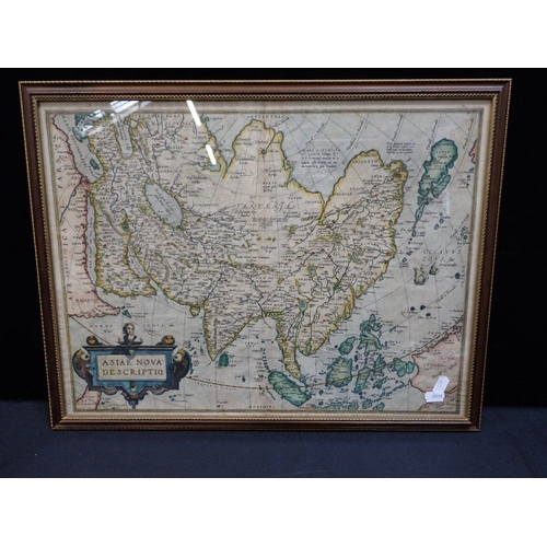 698 - 18th CENTURY MAP OF ASIA NOVA coloured engraving later frame