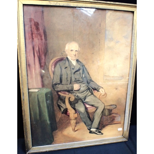 704 - R.H. GILES: 'A PORTRAIT OF CHARLES HASWELL' late of Dartington Hall, Devon' watercolour, c.1850, wit... 