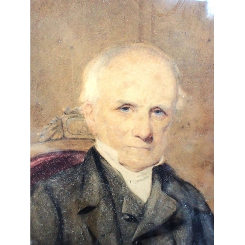 704 - R.H. GILES: 'A PORTRAIT OF CHARLES HASWELL' late of Dartington Hall, Devon' watercolour, c.1850, wit... 