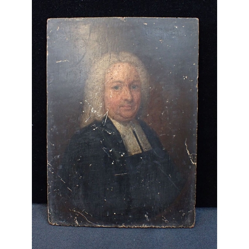 705 - AN 18TH CENTURY PORTRAIL OF A CLERGYMAN oil on oak panel 28 x 20cm (scratches)