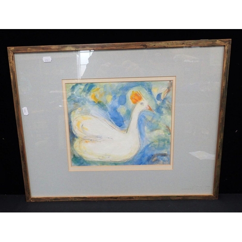 718 - RACHAEL ANN GRIGOR Silver swan, watercolour, 1986, 62 x 48 cms