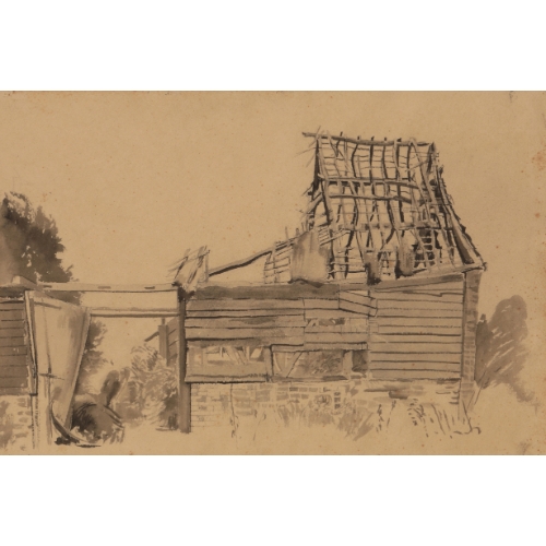 12 - *CECIL WALLER (1908-1992) 'Stickley's Barn, Minchington, Dorset, 1968' oil on canvas, 24.5cm x 33cm;... 