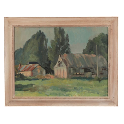 12 - *CECIL WALLER (1908-1992) 'Stickley's Barn, Minchington, Dorset, 1968' oil on canvas, 24.5cm x 33cm;... 