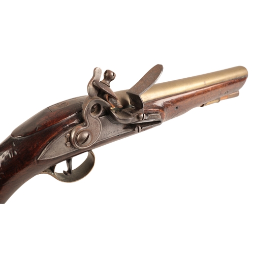 102 - H. NOCK: AN EARLY 19TH CENTURY NAVAL PISTOL

with flintlock action, the walnut stock with brass butt... 