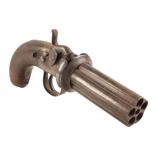 107 - TRULOCKE AND SON: A MID-19TH CENTURY PEPPERBOX PISTOL

with percussion action, the iron receiver wit... 